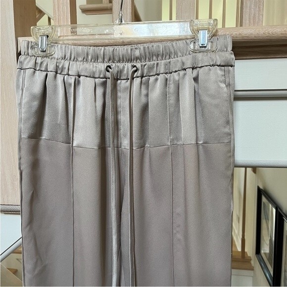 Parker Satin Drawstring Joggers in Taupe Beige XS - Picture 8 of 13